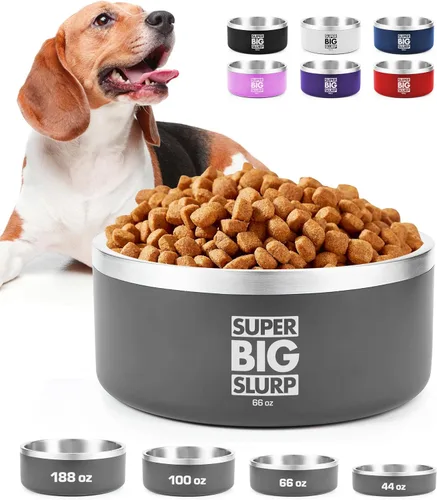 Miniatura 34 de Tuff Pupper Cuenco de acero inoxidable aislado resistente de 100 onzas para perros grandes, base antideslizante, apto para lavavajillas Rosa Punch