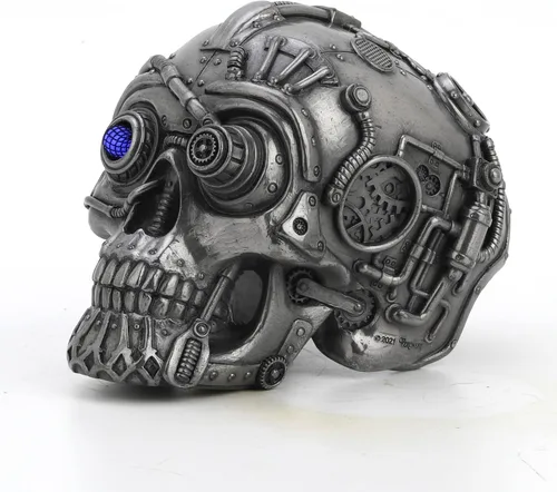 Miniatura 3 de Veronese Design 4 1/2" alto Steampunk láser ojo cráneo resina escultura Petwer acabado