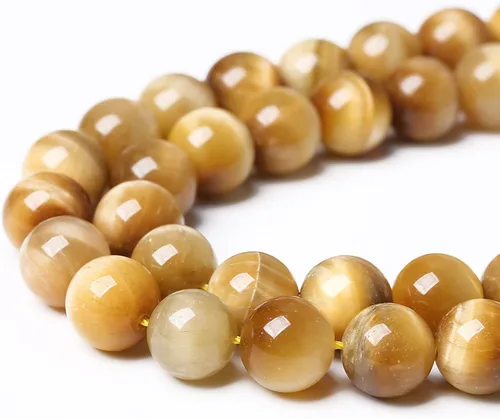 Miniatura 4 de 38 cuentas de ojo de tigre dorado con piedras preciosas naturales de 0.394 pulgadas, cuentas sueltas y espaciadoras redondas para hacer joyas