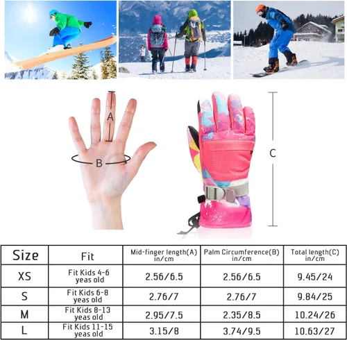 Miniatura 7 de BOSONER Guantes de esquí y snowboard, guantes cálidos impermeables de invierno, guantes de nieve para clima frío para hombres, mujeres, niños