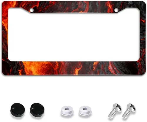Miniatura 13 de Paquete de 2 marcos de matrícula de mármol dorado, accesorios de automóvil, marco de aluminio negro y blanco con 4 agujeros para tornillos, novedad