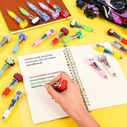 Miniatura 4 de LiYiQ 25 Piezas Bolígrafos Multicolores de Videojuegos en Uno de Dibujos Animados Lindos y Divertidos 4-en-1 Bolígrafos Lindos a Granel Kawaii
