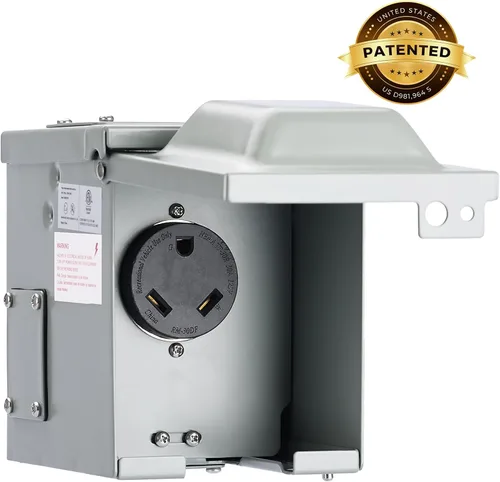 Miniatura 8 de RVGUARD Caja de toma de corriente de 30 amperios, 125 voltios, cerrada, resistente a la intemperie, NEMA TT-30R, panel de receptáculo eléctrico al