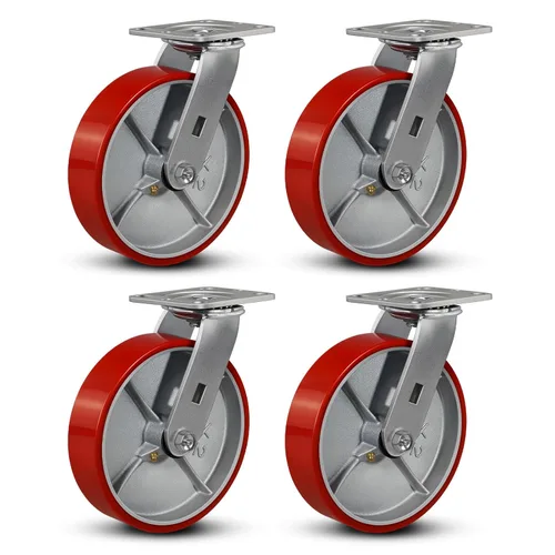 Miniatura 64 de Ruedas industriales de 4 x 2 pulgadas, ruedas resistentes, ruedas de poliuretano, capacidad de hasta 3200 libras. Uso para camión de plataforma