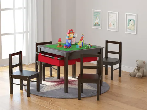 Miniatura 4 de UTEX Par de sillas de madera para niños para jugar o actividad, juego de 2, espresso..