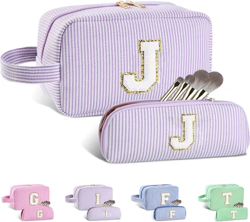 Miniatura 162 de Regalos personalizados para mujeres, bolsa de maquillaje con inicial, bolsa de maquillaje de viaje, bolsa de cosméticos, bolsa de artículos