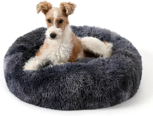 Miniatura 44 de NOYAL Cama Calmante en Forma de Rosquilla para Perros Pequeños a Medianos y Gatos - Cama para Mascotas de Felpa de Piel Sintética Anti-Ansiedad