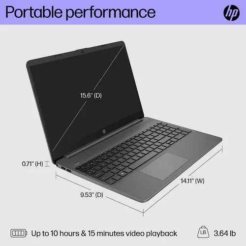 Miniatura 3 de HP Portátil esencial, pantalla FHD de 15.6 pulgadas, procesador Intel Core i3-1215U, 12 GB de RAM, SSD de 512 GB, cámara web, Wi-Fi 6, HDMI, Windows