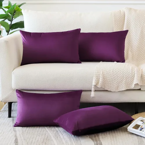 Miniatura 37 de OTOSTAR Juego de 4 fundas de almohada decorativas de terciopelo suave, fundas de cojín lumbares sólidas, fundas de cojín lujosas para sofá