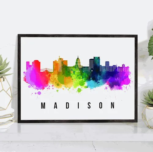 Miniatura 8 de Pera Print Rochester Skyline New York Póster, pintura de paisaje urbano de Nueva York, impresión de paisaje urbano y monumentos, arte de pared