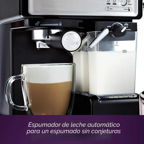 Miniatura 2 de Mr. Coffee Máquina de café expreso y capuchino de acero inoxidable, cafetera programable con espumador de leche automático, bomba de 15 bares, ideal