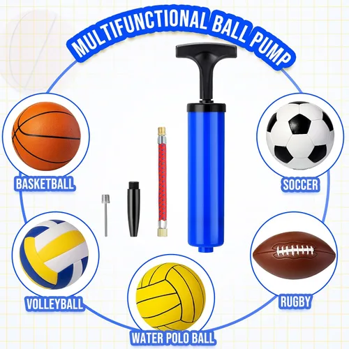 Miniatura 6 de Jerify Kit de bomba de bola de 8 pulgadas, bomba de aire portátil de pelota deportiva para fútbol con manguera de extensión de aguja, inflador