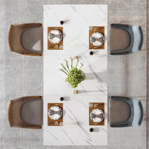 Miniatura 7 de Tribesigns Mesa de comedor rectangular de 63 pulgadas para 4 a 6, mesas de cocina modernas con elegantes patas de caballete de metal, mesas grandes