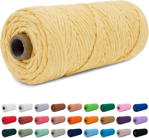 Miniatura 26 de CAMAL Cordón de macramé de 0.157 in x 109 yardas (328.1 ft), cuerda de algodón de color para tejer, manualidades, colgar en la pared, proyectos