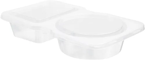 Miniatura 2 de Futura - Recipientes para aperitivos de 5 onzas, 100 recipientes para salsa para microondas, 2 compartimentos, tapa con bisagras, vasos de plástico