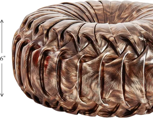 Miniatura 3 de EUCIOR Almohada decorativa redonda, almohada circular hecha a mano, almohadas redondas de cuero metálico liso para sofá, decoración del hogar