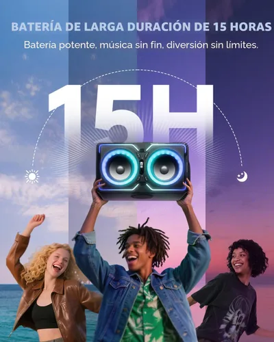 Miniatura 4 de Hotlemon Altavoz Bluetooth grande: 240 W pico potente sonido fuerte con graves profundos, tiempo de reproducción de 15 horas, carga rápida, TWS