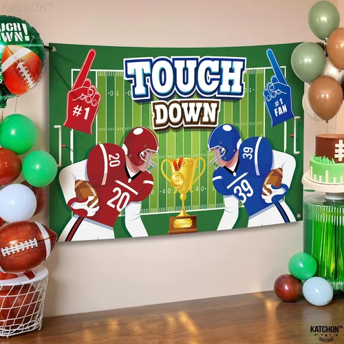 Miniatura 6 de KatchOn Fondo de fútbol extragrande de 72 x 44 pulgadas, pancarta de touchdown para decoraciones de fiesta de cumpleaños de fútbol americano