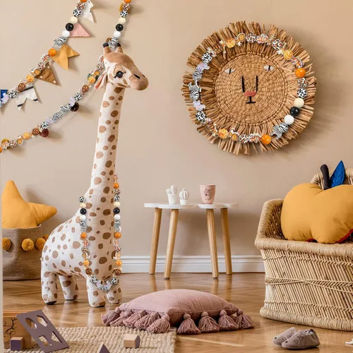 Miniatura 4 de Glenmal 200 cuentas de madera de animales de la selva, lindos animales, cuentas coloridas con estampado de vaca, leopardo, tigre, jirafa