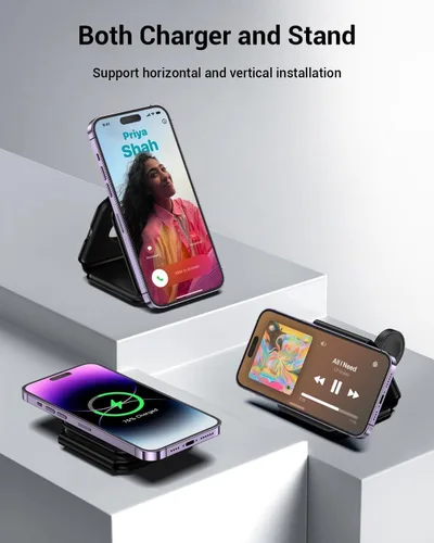 Miniatura 3 de Cargador inalámbrico magnético de 15 W, almohadilla de carga plegable de carga rápida compatible con Apple iPhone 16/Pro/Max/Plus, carga rápida