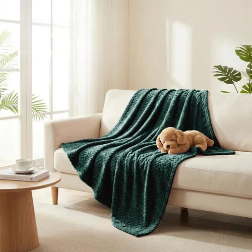 Miniatura 4 de Exclusivo Mezcla - Manta individual para cama, mantas de forro polar ligeras y acogedoras con textura ondulada decorativa, adecuadas para el Verde