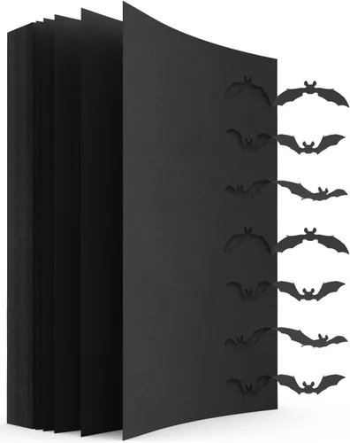 Papel de cartulina negro de 8.5 x 11 pulgadas, 108 hojas de 6.35 oz, papel de construcción pesado para hacer tarjetas, impresión, manualidades,