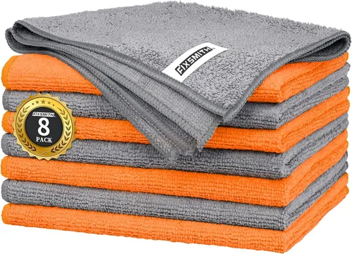 Miniatura 15 de FIXSMITH Paño de limpieza de microfibra, paquete de 12, toallas multifuncionales, tamaño: 12 x 16 pulgadas, trapos altamente absorbentes, sin 3