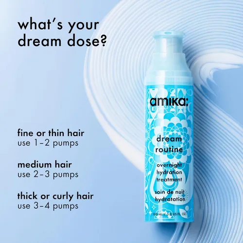 Miniatura 7 de Amika Dream Routine mascarilla capilar hidratante nocturna tratamiento sin enjuague para el cabello seco, ultrahidratante, con ácido hialurónico