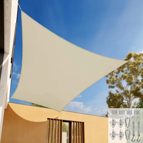 E&K Sunrise - Toldo parasol rectangular impermeable de 5 x 5 pies, para exteriores, bloqueo UV con kit de herramientas para pérgola, patio, jardín,