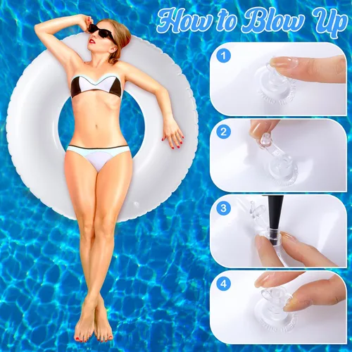 Miniatura 3 de Gemscream Jumbo Inflatable Pool Float 47.24 Inches Swimming Ring Pool Floats White Inflatable Float Tube for Adult Summer Vacation Beach River Blanco