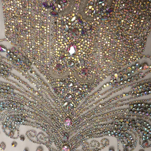 Miniatura 3 de Labellezalady 27.5'' * 15.7'' Corpiño Completo Multicolor Rica Pedrería en Garra Plateada Aplique, para Vestido de Boda Noche Graduación Baile DIY