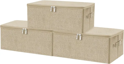 Miniatura 24 de ANMINY Contenedores de almacenamiento con tapas con cremallera, cajas de almacenamiento de tela con tapa de 36 cuartos de galón, cestas con asas