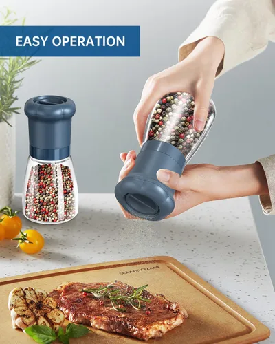 Miniatura 5 de CIRCLE JOY Juego de molinillo manual de sal y pimienta para chef profesional, salero y pimentero recargables con cuchillas de cerámica, grosor