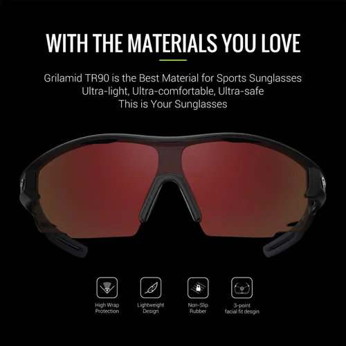 Miniatura 4 de TOREGE Gafas de sol polarizadas deportivas para hombres y mujeres, lentes de sol para ciclismo, correr, pesca, barco, senderismo, playa, TR66