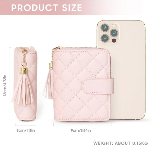 Miniatura 4 de Billetera para tarjetas de crédito, con cremallera para hombres y mujeres, Rosado, Classic
