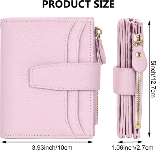 Miniatura 3 de oscaurt Cartera pequeña para mujer, con bloqueo RFID, plegable, compacta, para tarjetas de crédito, carteras de cuero para mujeres con bolsillo