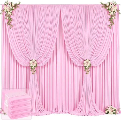 Miniatura 13 de 20 pies x 12 pies Cortinas de Telón de Fondo Azul Bebé Sin Arrugas para Bodas y Fiestas, Telón de Fondo de Tela Azul, Cortinas para Bodas