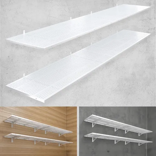 Miniatura 9 de Paquete de 2 estantes de pared de garaje resistentes de 2 x 3 pies, capacidad de carga de 500 libras, estantería de garaje montada en la pared, Negro