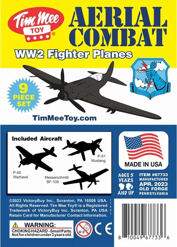 Miniatura 6 de TimMee Aviones de combate de la Segunda Guerra Mundial - Aviones de plástico negros para soldados del ejército de 9 piezas, fabricados en EE. UU