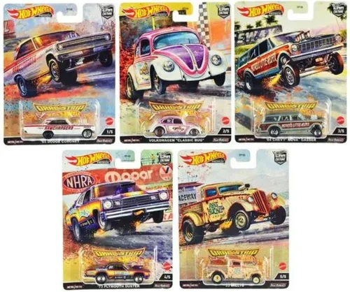 Hot Wheels Car Culture 2022 Dragstrip Demons - Paquete completo de 5 vehículos fundidos a presión, escala 1:64, FPY86-957R, a partir de 3 años