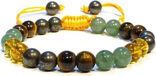 Miniatura 72 de Adjustable Crystal Bracelet – Gemstone Bead Bracelet with Adjustable Macrame String – Chic Gemstone Bracelet for Men and Women – 8mm Round Healing