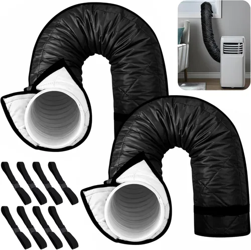 Miniatura 14 de Tlswshsy Funda acolchada para manguera de aire acondicionado, cubierta de manguera con aislamiento de CA con 4 correas de hebilla ajustables, funda