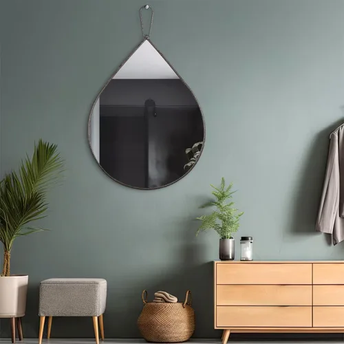 Miniatura 3 de Espejo colgante de pared de 26 x 18 pulgadas, espejos en forma de lágrima con marco de metal, espejos de pared de bronce decorativos para baño, sala