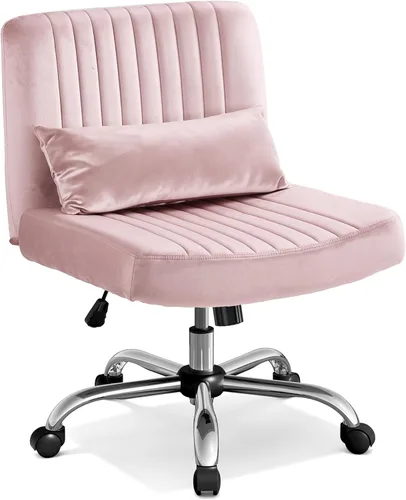 Miniatura 10 de Silla cruzada de terciopelo con ruedas, silla de oficina de lujo con patas cruzadas, cómoda silla de escritorio para oficina en casa, silla de Rosa
