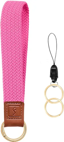 Miniatura 14 de Fishent Llavero elástico, bonito llavero de pulsera, cordón de muñeca tejido mejorado para llaves, llaveros para mujeres y hombres, llaves
