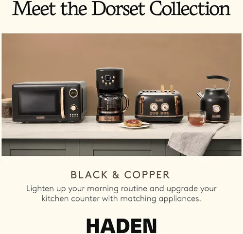 Miniatura 5 de Haden Dorset - Hervidor eléctrico de acero inoxidable de 1,7 litros, hervidor de agua caliente con base de 360 grados y apagado automático, negro