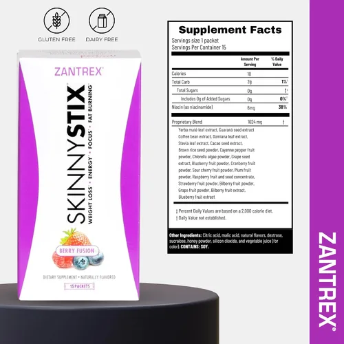 Miniatura 8 de SkinnyStix Berry Fusion GLP-1 Polvo de Apoyo para Bebida Energética, Apoyo Metabólico, Control del Apetito, Impulso de Energía Natural 15 Paquetes