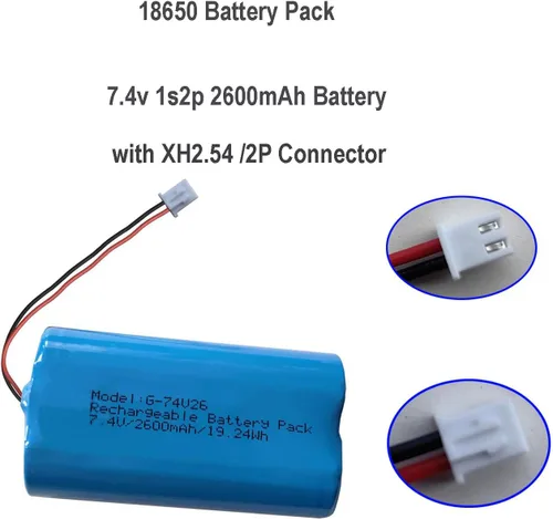 Miniatura 2 de Batería recargable de iones de litio de 7.4V 2600mAh 18650 2s1p con conector de enchufe XH2.54/2P para iluminación LED, equipo electrónico, paquete