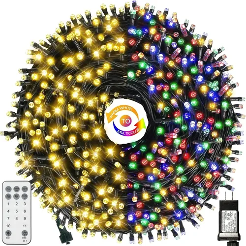 Miniatura 21 de MZD8391 300 luces LED rojas y verdes de 105 pies, luces de Navidad para interiores y exteriores, luces de árbol de Navidad, decoraciones de fiesta