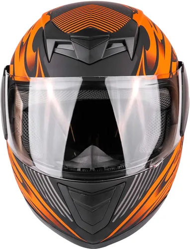 Miniatura 2 de Typhoon - Casco de cara completa para niños y jóvenes con escudo y guantes, combo para motocicleta y moto de cross Naranja mate con guantes naranjas